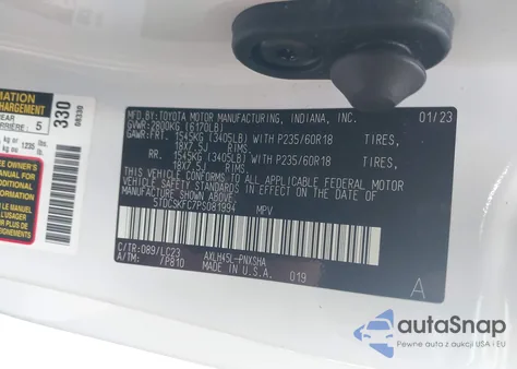 2023 Toyota Sienna 25Th Anniversary Edition из США, поврежденный, VIN 5TDCSKFC7PS081994